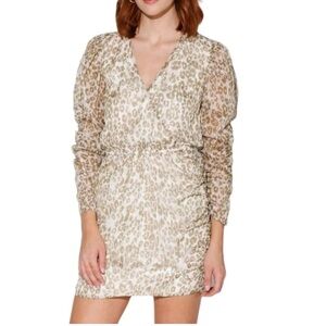 Walter Baker Size Small Deena Faux Wrap Mini Dress In Leopard Print